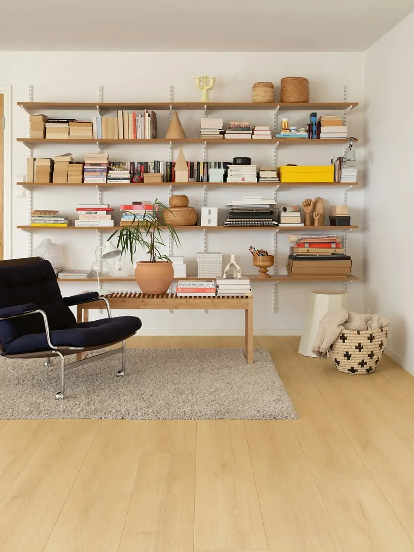 A Scandinavian living room with a Pergo laminate floor